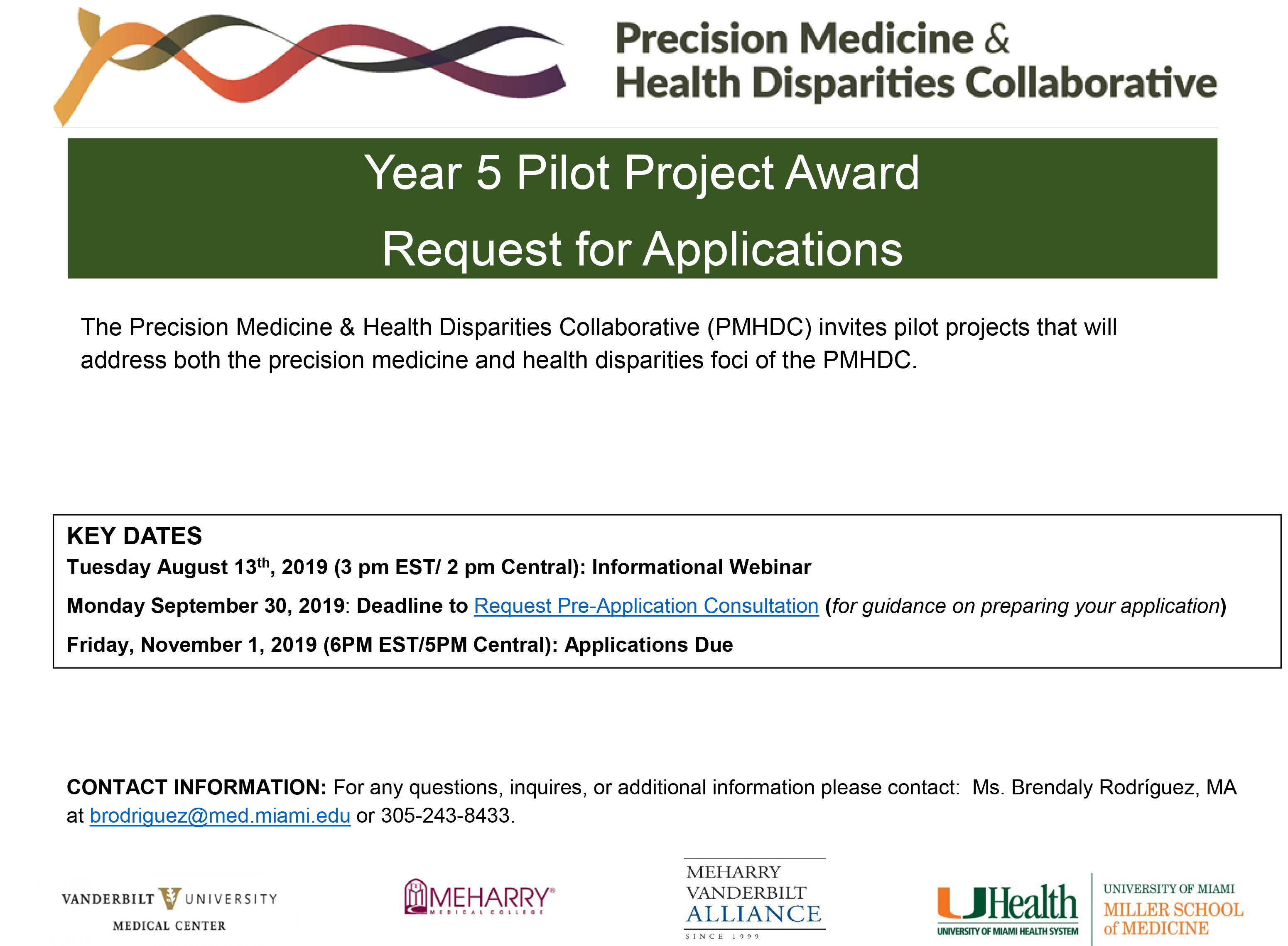 PMHDC Year 5 Pilot Project Award Request for Applications