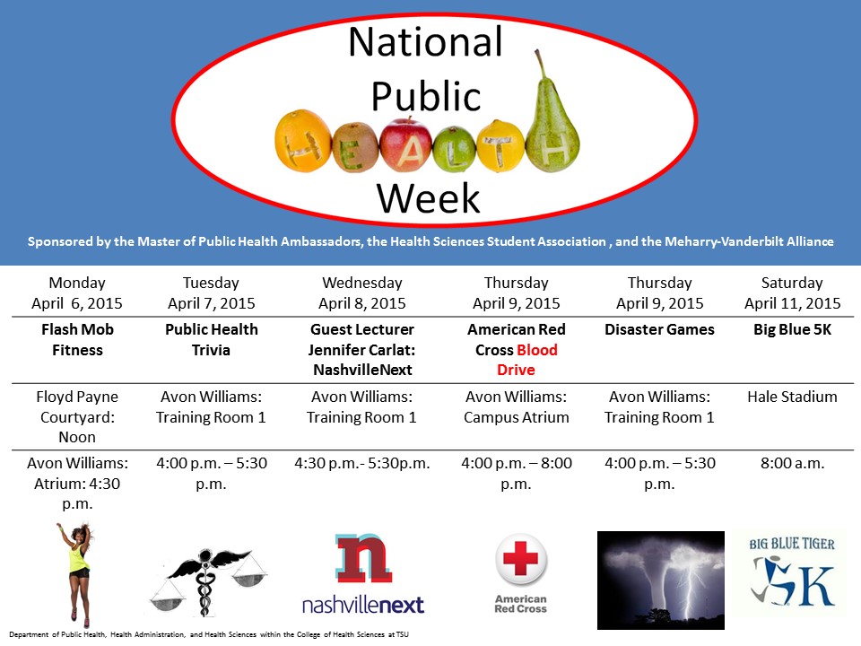 National Public Health Week Schedule of Events MeharryVanderbilt